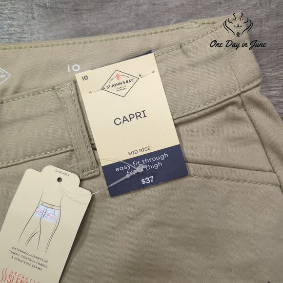 St. John's Bay Mid Rise Capri Pants Size 10 - Picture 2 of 6